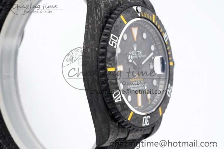 Black Nylon Black Dial Submariner Yellow 1:1 DIW Edition VS3135 on Best VSF Strap Carbon 0108
